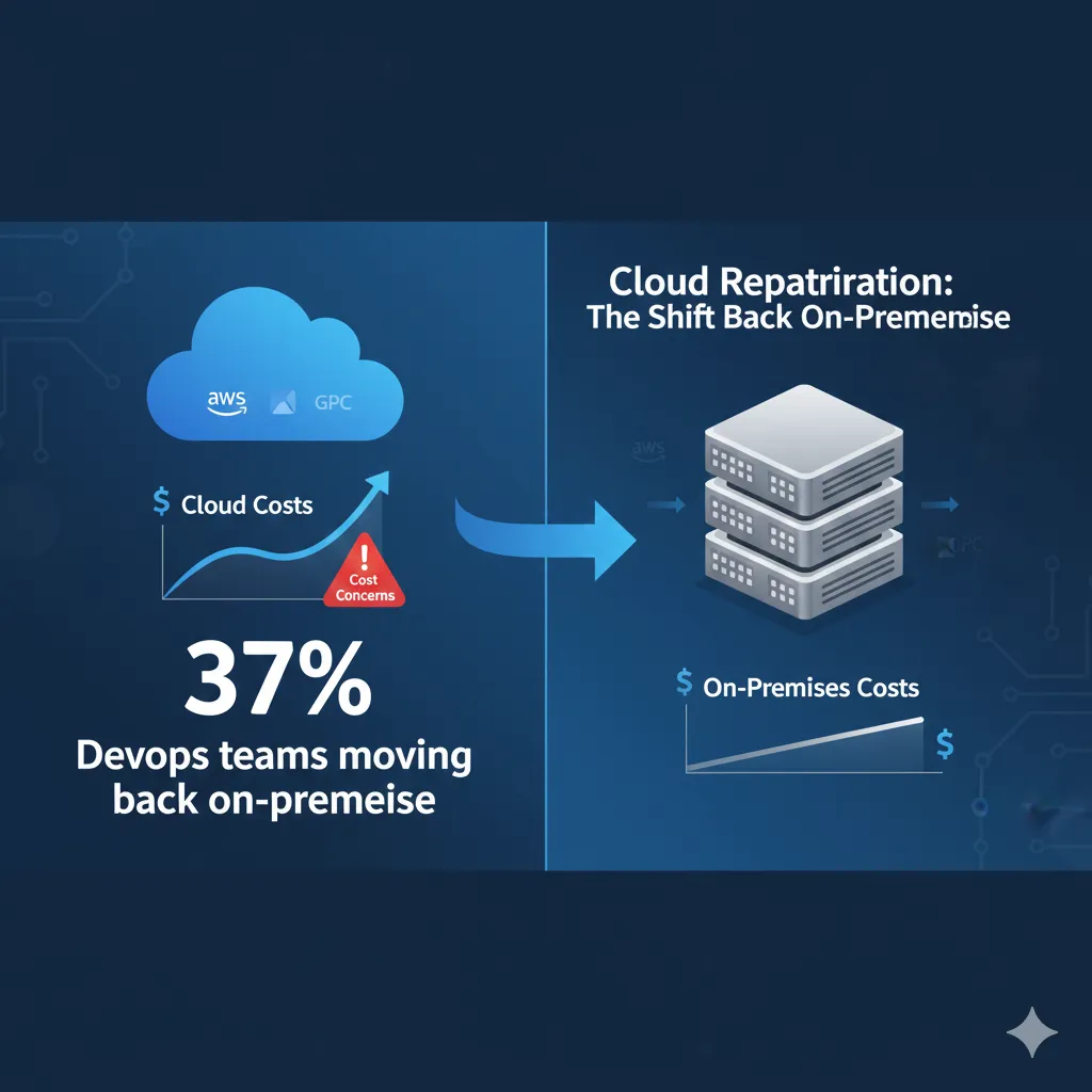 Gráfico tendencia cloud repatriation 2024-2025 mostrando 86% CIOs planean mover workloads a private cloud on-premises por costes AI predictables alto volumen