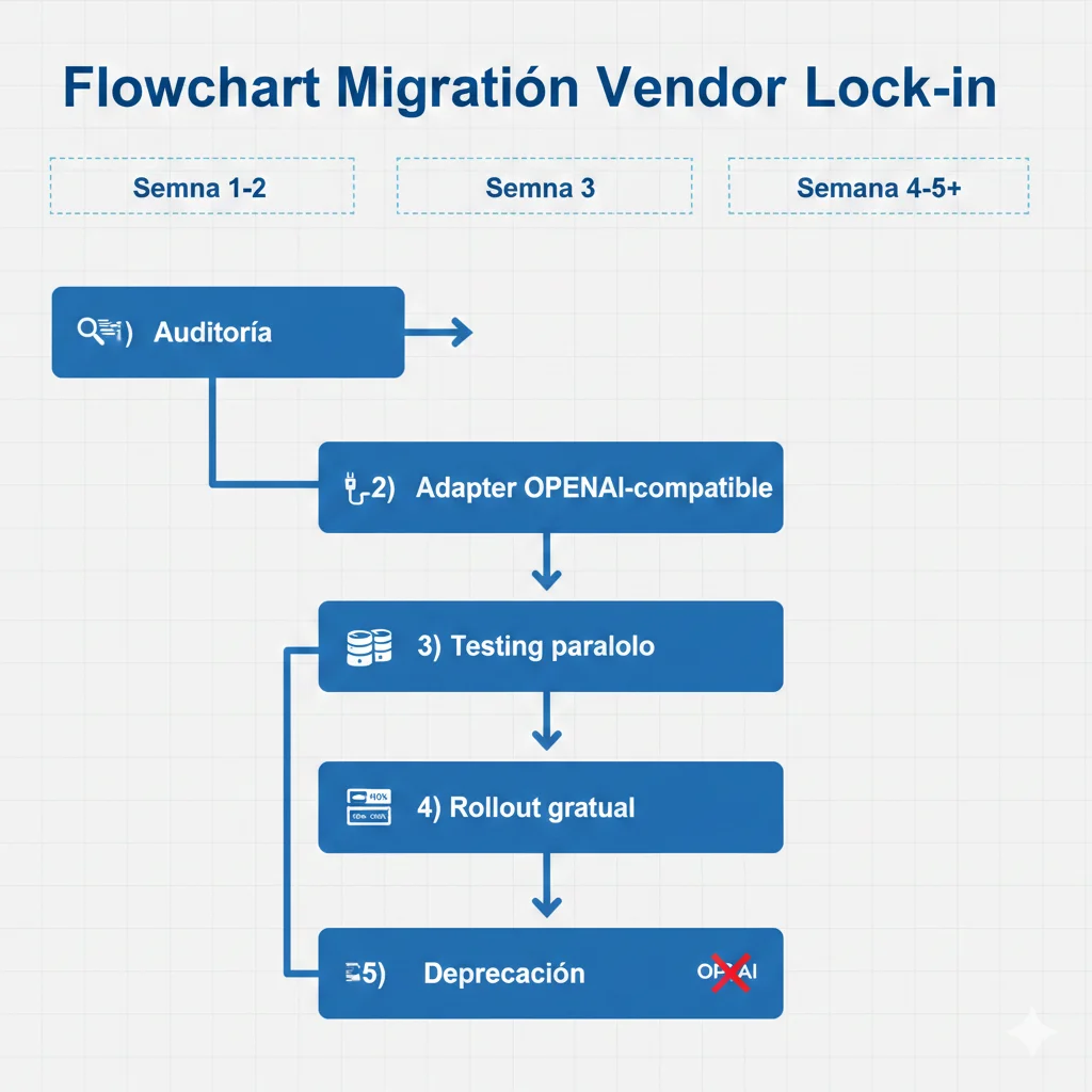 Flowchart migración OpenAI a DeepSeek R1 estrategia gradual routing