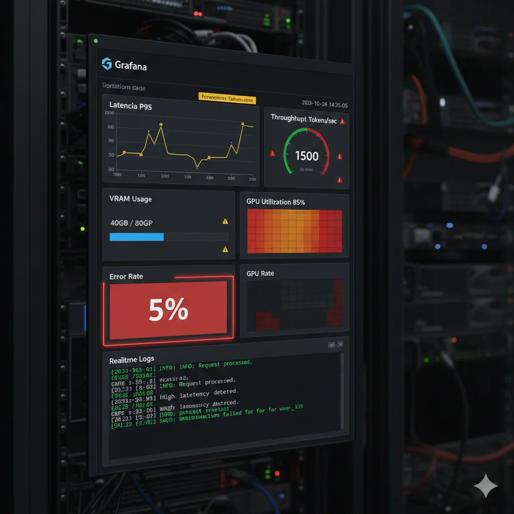 Dashboard Grafana monitoring DeepSeek R1 GPU utilization latency costs