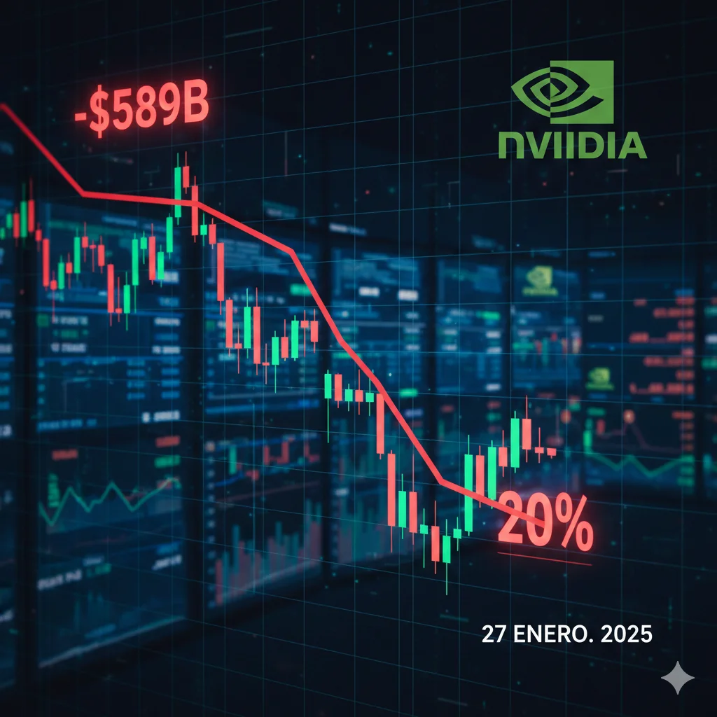 Gráfico caída histórica acciones Nvidia enero 2025 por DeepSeek R1