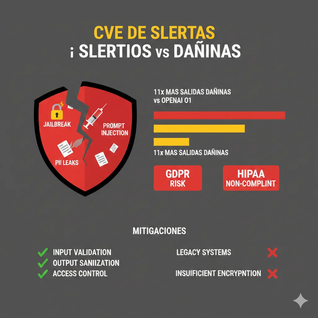 Infografía vulnerabilities security DeepSeek R1 vs OpenAI o1 jailbreak harmful output