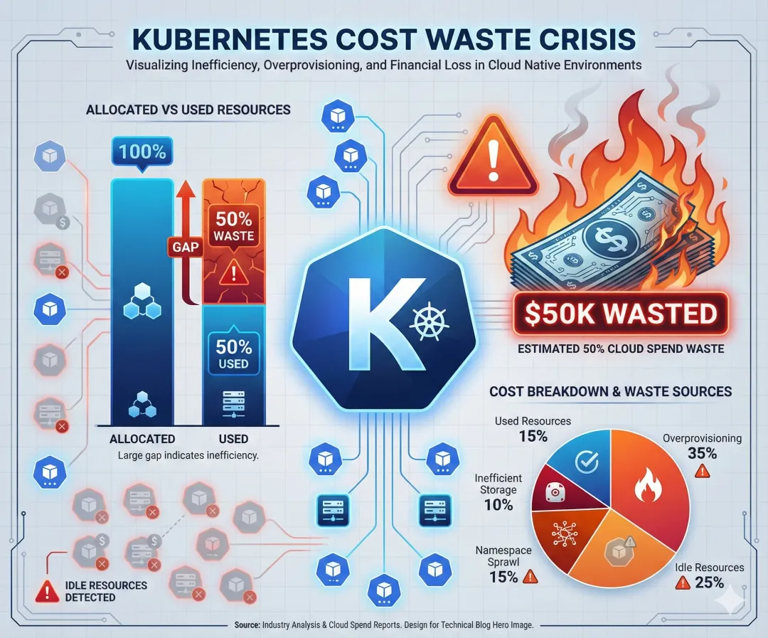 Kubernetes Waste Crisis: El 50% de Tu Presupuesto Cloud Se Está Quemando | BCloud Consulting