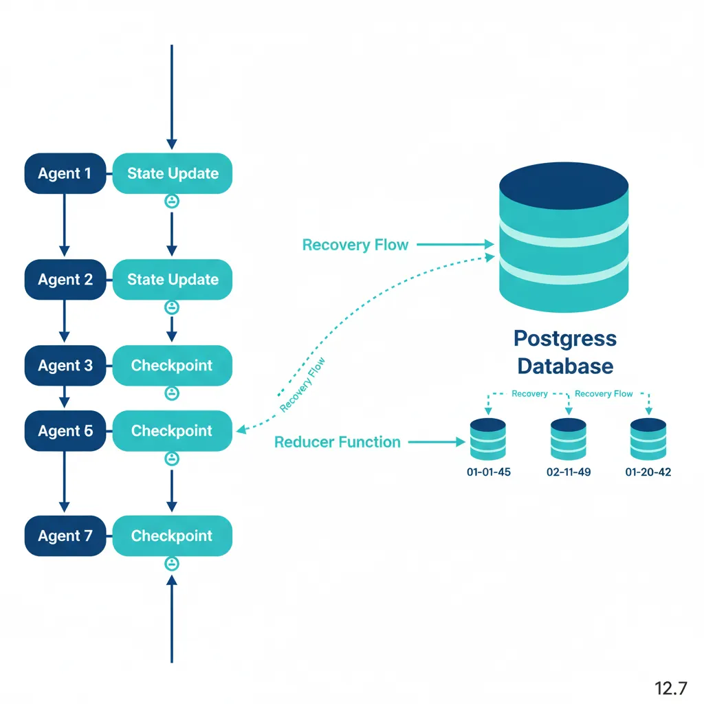 Diagrama arquitectura multi-agente LangGraph mostrando supervisor orquestando múltiples agentes especializados con state management centralizado y handoff patterns entre agentes
